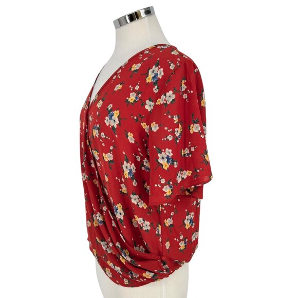 Sienna Sky Floral Wrap Top Rust Orange Red Size Large - Picture 3 of 11